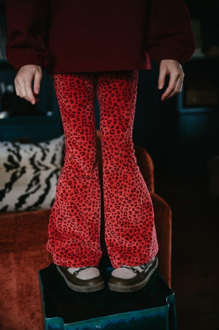 bowie flared pants velour red leopard aop 1