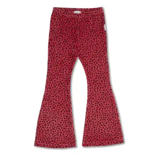 bowie flared pants velour red leopard aop