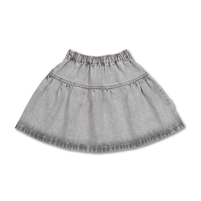 jeans ruffle skirt washed light grey