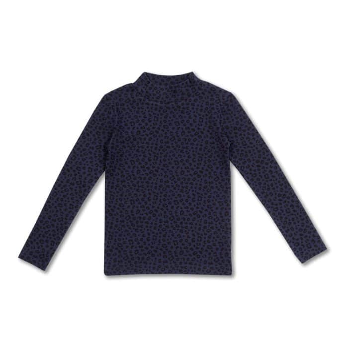 rib turtle neck blue leopard aop