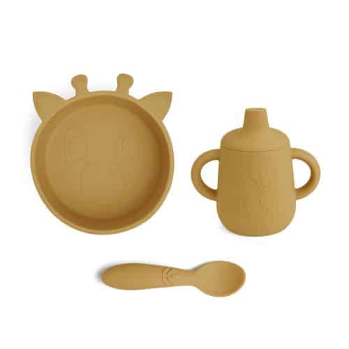 NU445 Elias silicone dinner set 3 pack Dusty yellow Extra 0