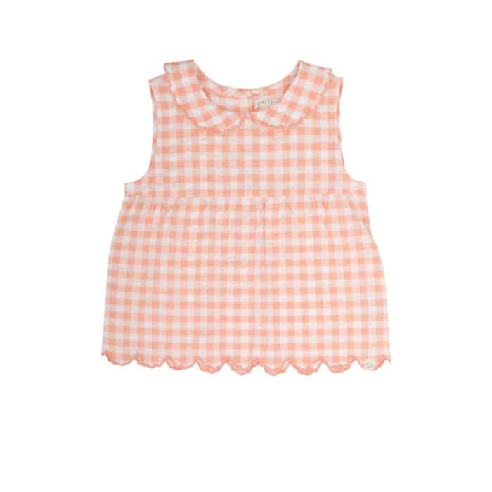 TO.03.24.307 TESS TOP Peach orange check