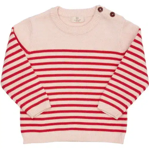 KNITTED STRIPED SAILOR JUMPER DUSTY ROSE RED COMB 2 (1)