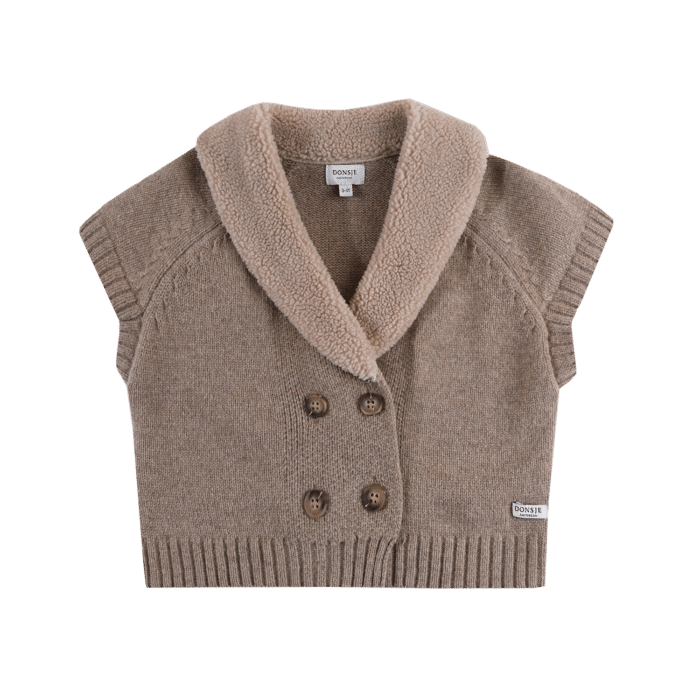 Donsje Amsterdam Nannie Merino Wool Waistcoat Milk Chocolate Melange