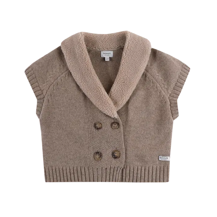 Donsje Amsterdam Nannie Merino Wool Waistcoat Milk Chocolate Melange