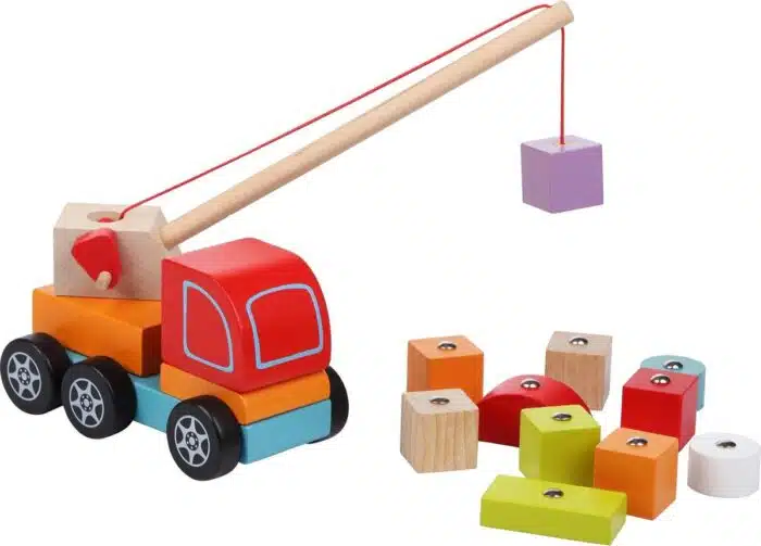 Cubika houten kraanwagen met blokken - magnetisch3