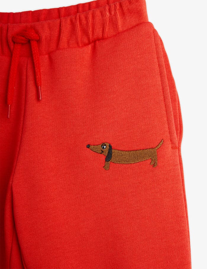 Mini Rodini Dog emb sweatpants rood1