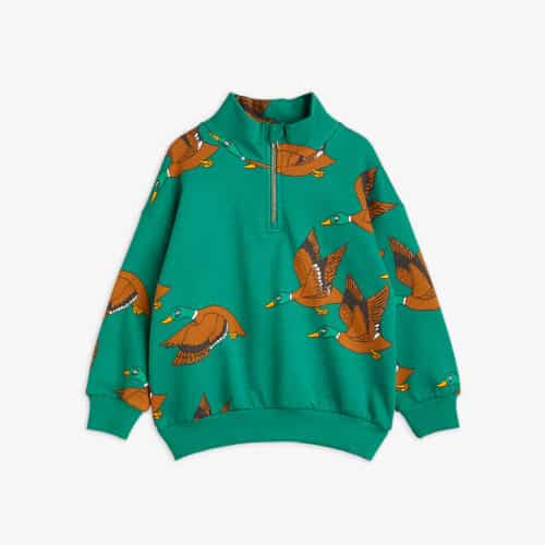 Mini Rodini Ducks aop halfzip sweatshirt1