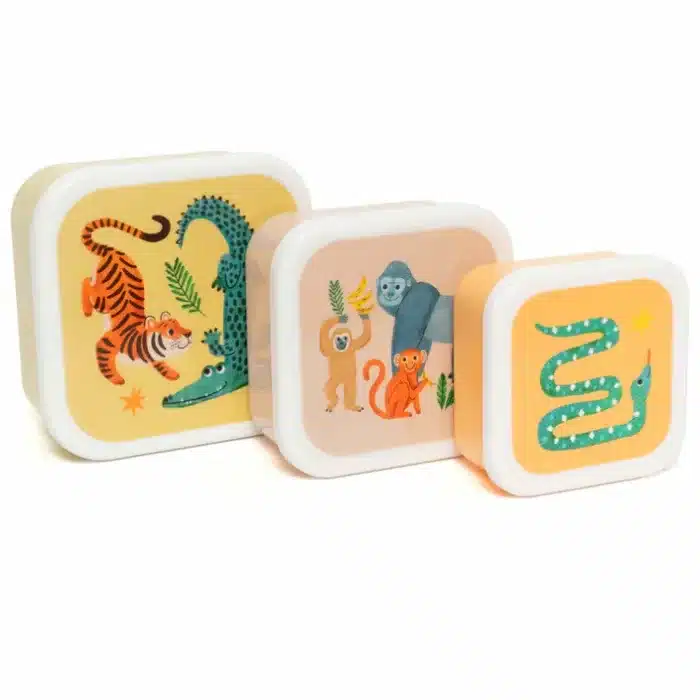 Petit Monkey Lunchbox set upside down animals