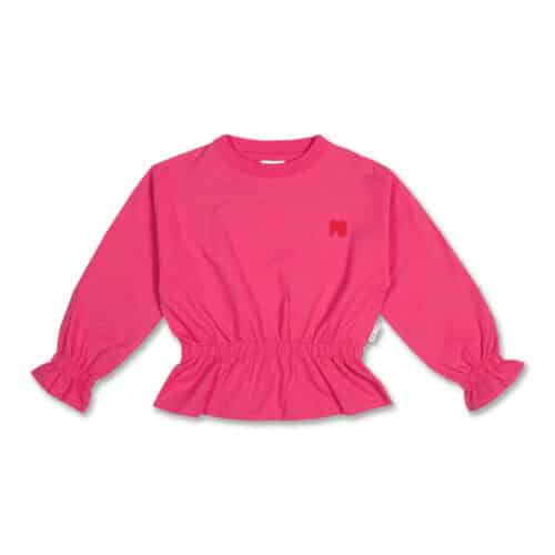 Petit Blush Ruffle Sweater Elastic Waist Raspberry Sorbet