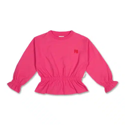 Petit Blush Ruffle Sweater Elastic Waist Raspberry Sorbet