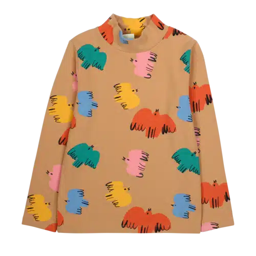 Colorful Bird Turtleneck T-shirts