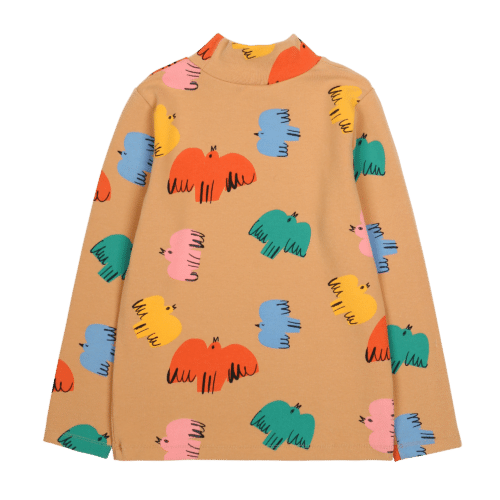 Colorful Bird Turtleneck T-shirts2