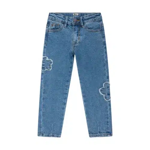 Daily7 2454 Mom Fit Patch Flower Used Medium Denim