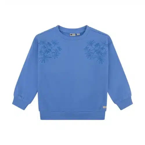 Daily7 Sweater Embroidery Flower Purple Blue