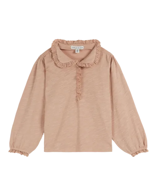 Emile et Ida Blouse Jersey Longsleeve Poudre AA071