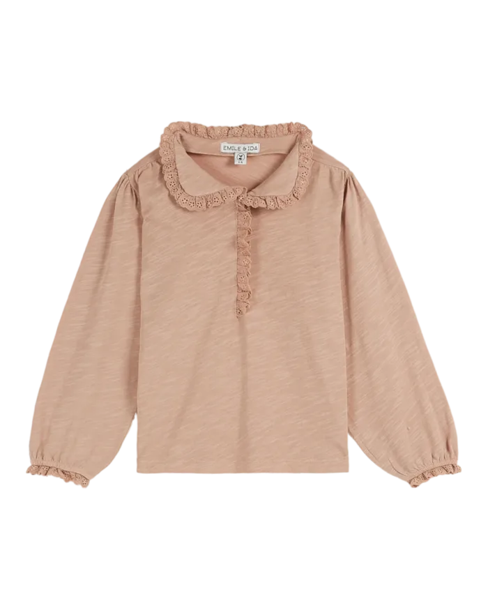 Emile et Ida Blouse Jersey Longsleeve Poudre AA071