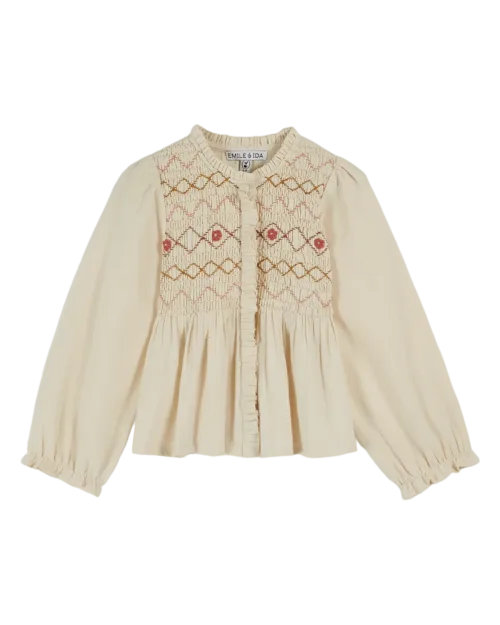 Emile et Ida Gesmokte blouse Creme