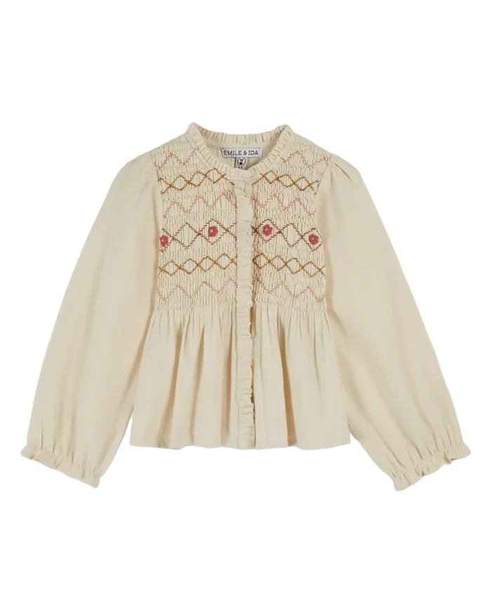 Emile et Ida Gesmokte blouse Creme