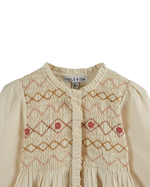 Emile et Ida Gesmokte blouse Creme2