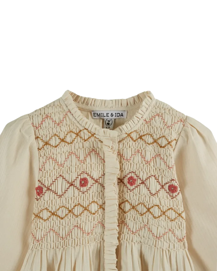 Emile et Ida Gesmokte blouse Creme2