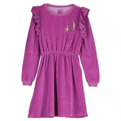 Lotiekids Ruffle Sleeve Jurk Moon & Star Orchid