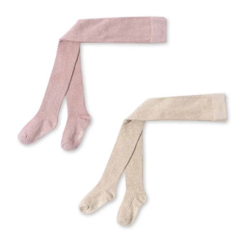 Konges-Slojd-2-Pack-Rib-Glitter-Tights-RoseOff-White