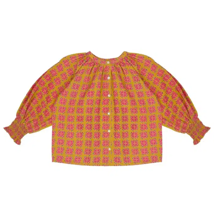 CATO-BLOUSE--AOP-GOLD-FUCHSIA