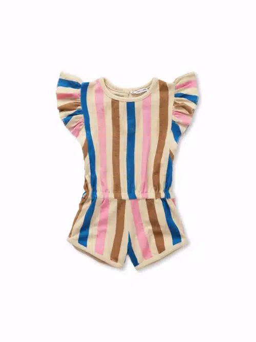 Ruffle jumpsuit stripes print Sesame primary