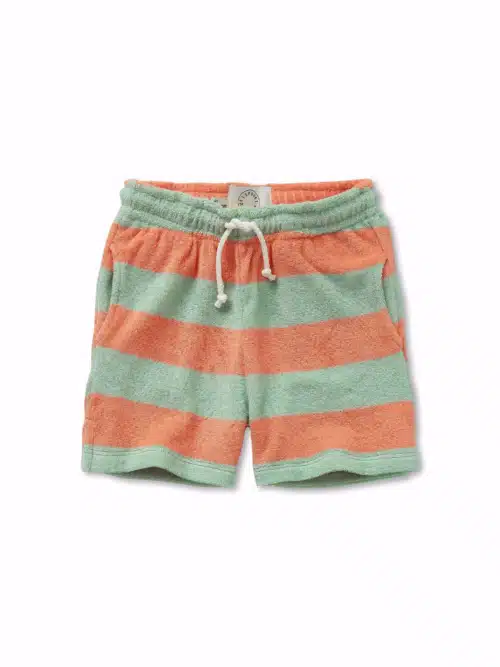 Terry shorts block stripes Silt green primary